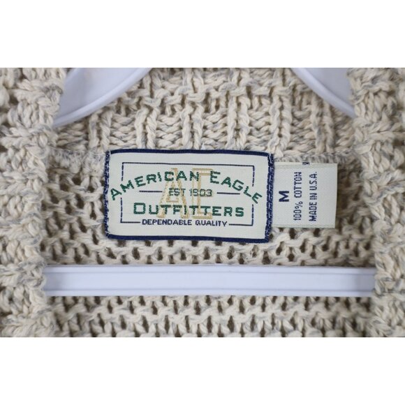 Vtg 90s American Eagle Outfitters Mens Medium Chunky Cable Knit Sweater Vest USA - Picture 5 of 9